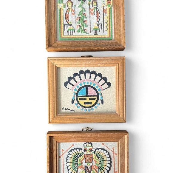 3 Vtg Native American (Zuni & Navajo) Sand Paintings - Rainbow Way Ltd., NM - Picture 1 of 6